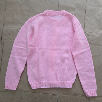 80s Vintage Pink Cable Knit Cardigan kids 6/7