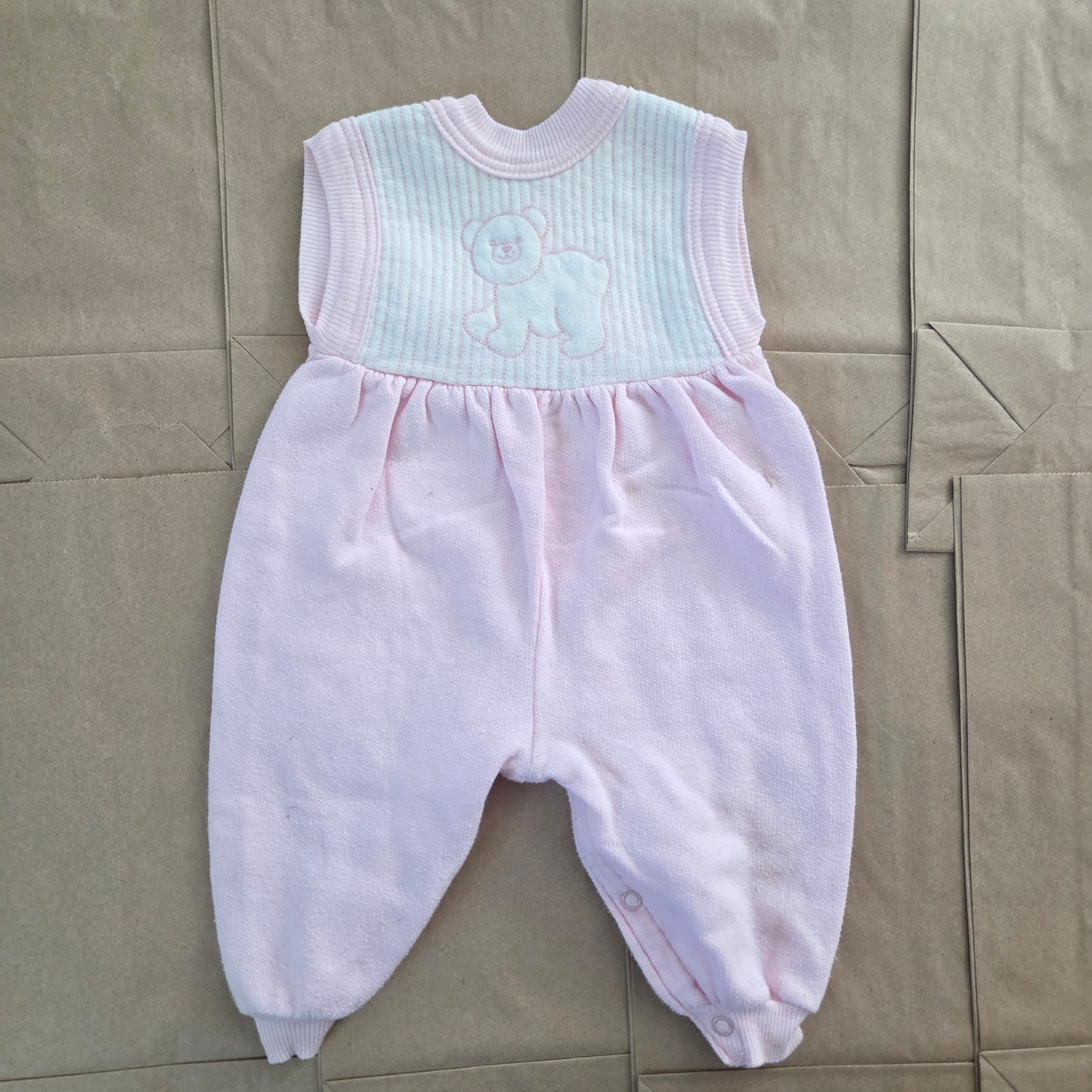 80s Vintage Pink Bear Pantsuit 3-6 months
