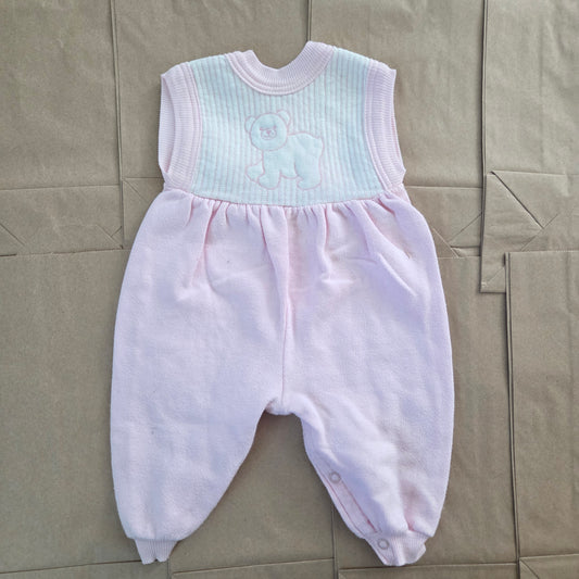 80s Vintage Pink Bear Pantsuit 3-6 months