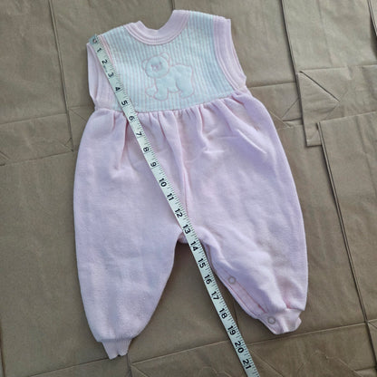 80s Vintage Pink Bear Pantsuit 3-6 months