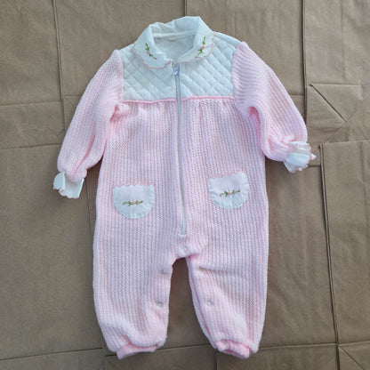 70s/80s Vintage Knit Floral Embroidered Bodysuit 0-3 months