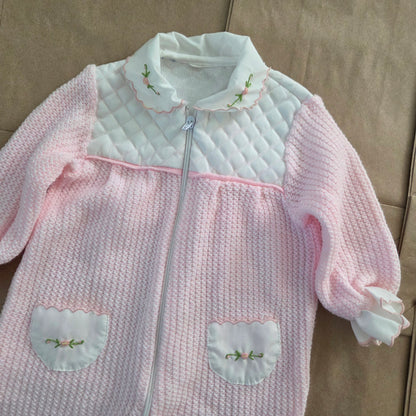 70s/80s Vintage Knit Floral Embroidered Bodysuit 0-3 months