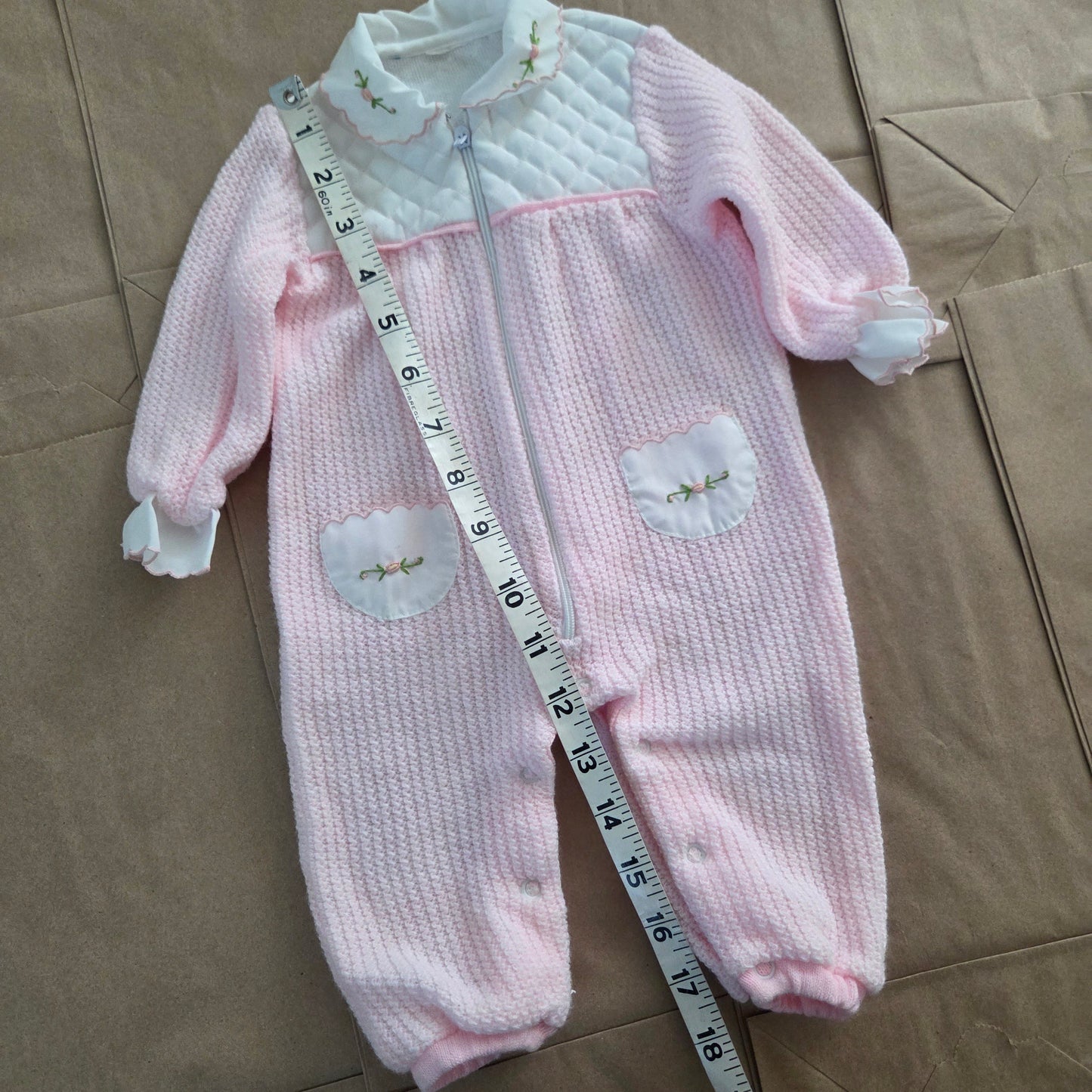70s/80s Vintage Knit Floral Embroidered Bodysuit 0-3 months