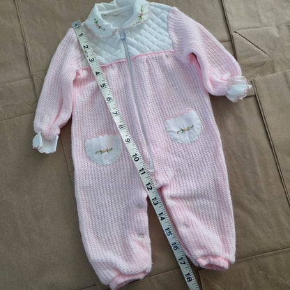 70s/80s Vintage Knit Floral Embroidered Bodysuit 0-3 months