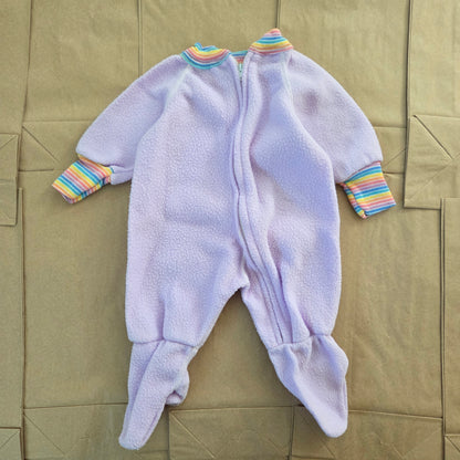 80s Vintage Purple Fleece Footed PJs 3 months
