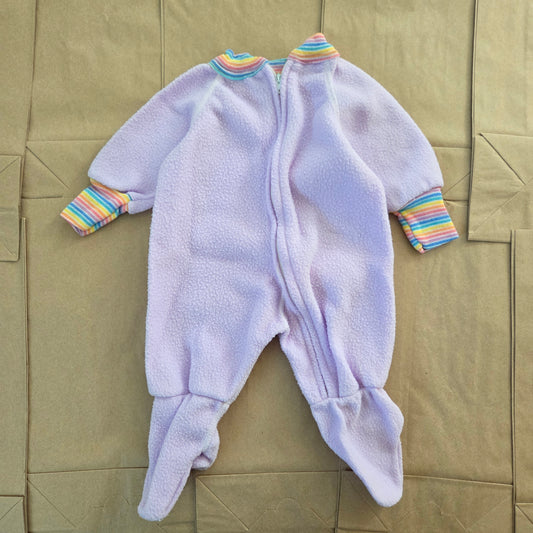 80s Vintage Purple Fleece Footed PJs 3 months