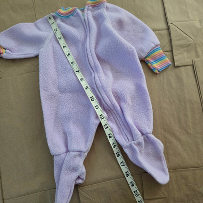 80s Vintage Purple Fleece Footed PJs 3 months