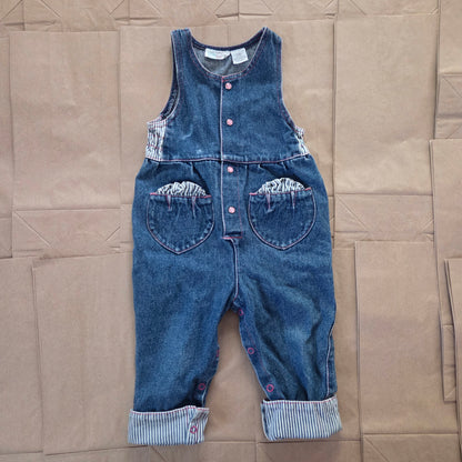 90s Vintage Girly Denim Pantsuit 24 months
