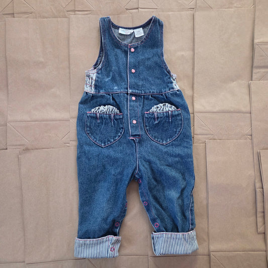 90s Vintage Girly Denim Pantsuit 24 months