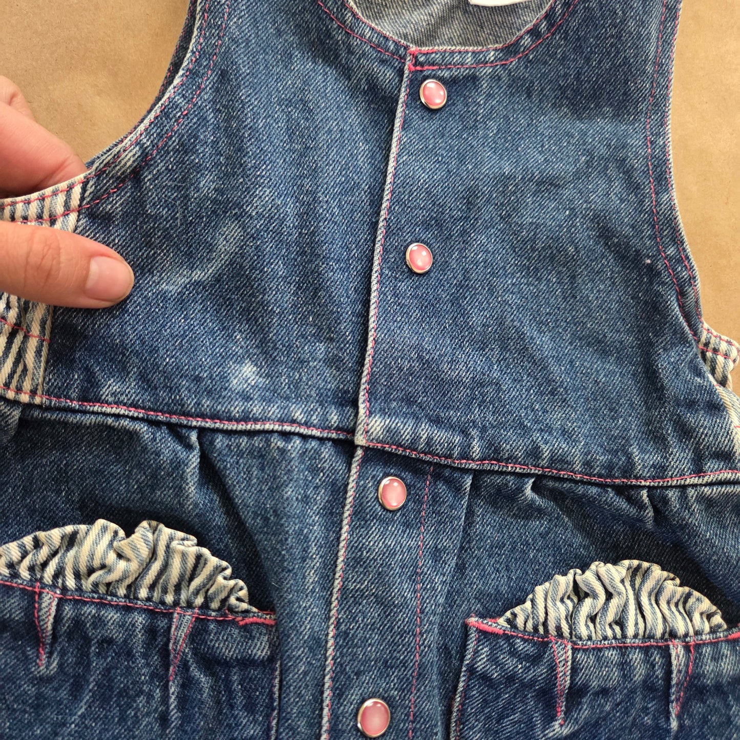 90s Vintage Girly Denim Pantsuit 24 months