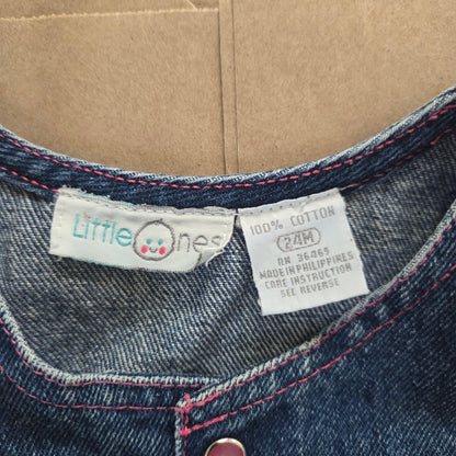 90s Vintage Girly Denim Pantsuit 24 months