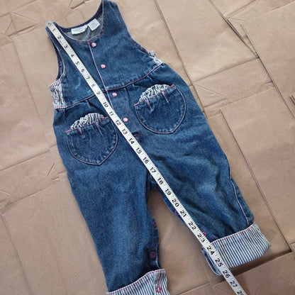 90s Vintage Girly Denim Pantsuit 24 months