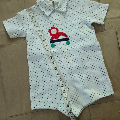 70s Vintage Pull Toy Dotted Romper 3t