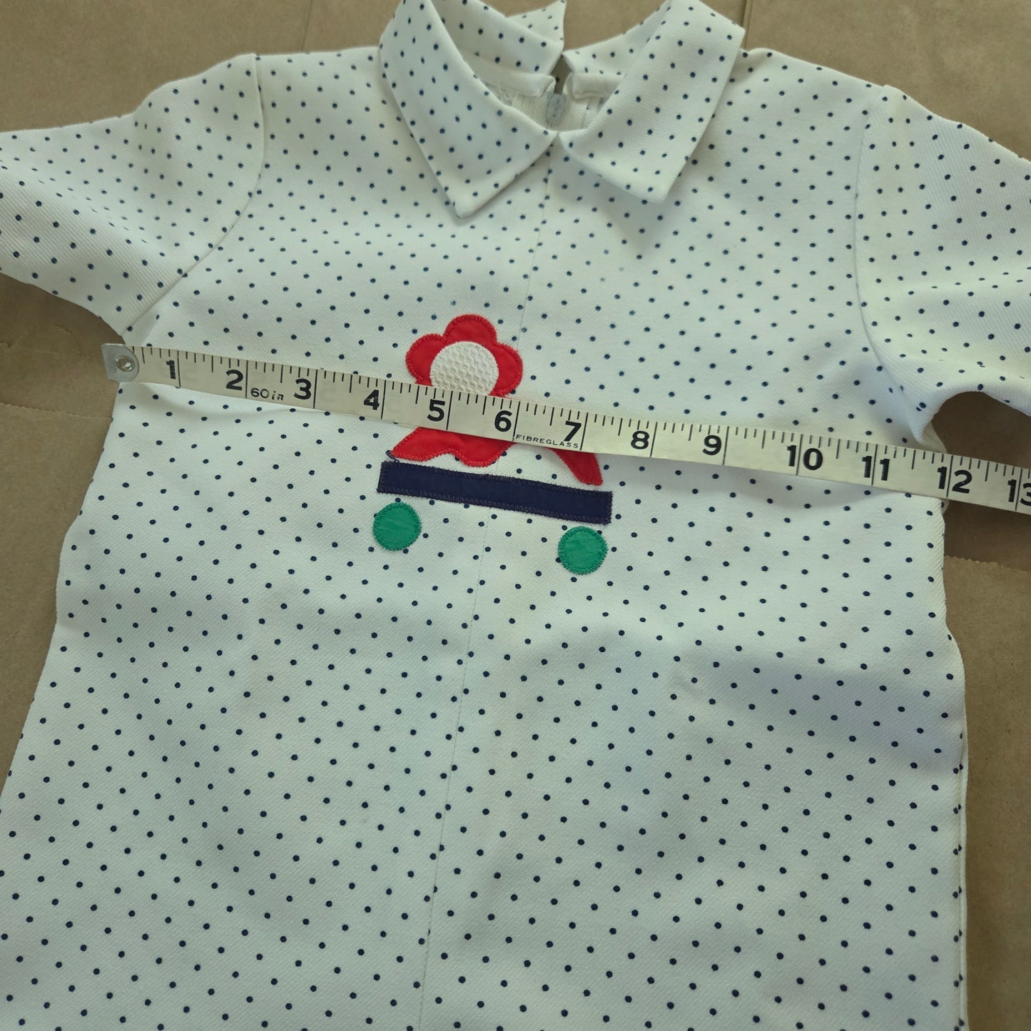 70s Vintage Pull Toy Dotted Romper 3t