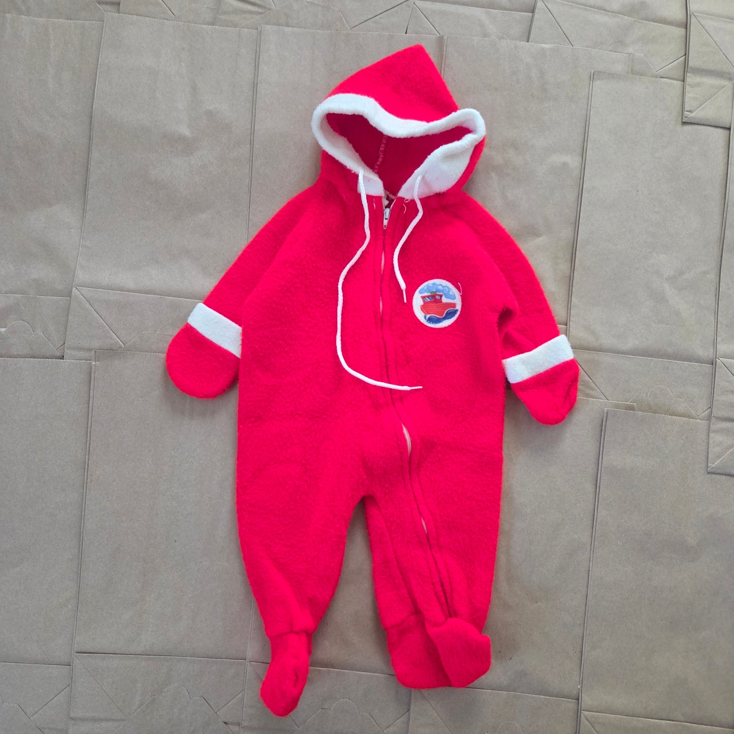 70s Vintage Train Fleece Footed PJs 3-6 months