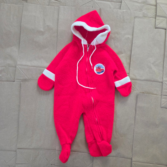 70s Vintage Train Fleece Footed PJs 3-6 months