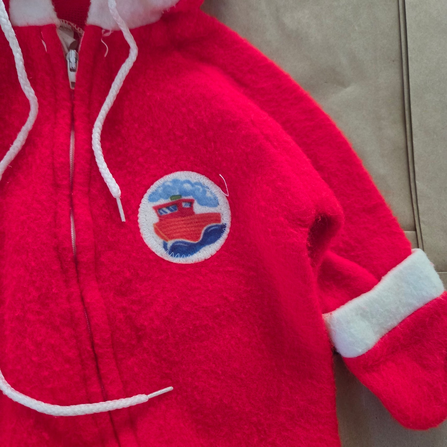 70s Vintage Train Fleece Footed PJs 3-6 months