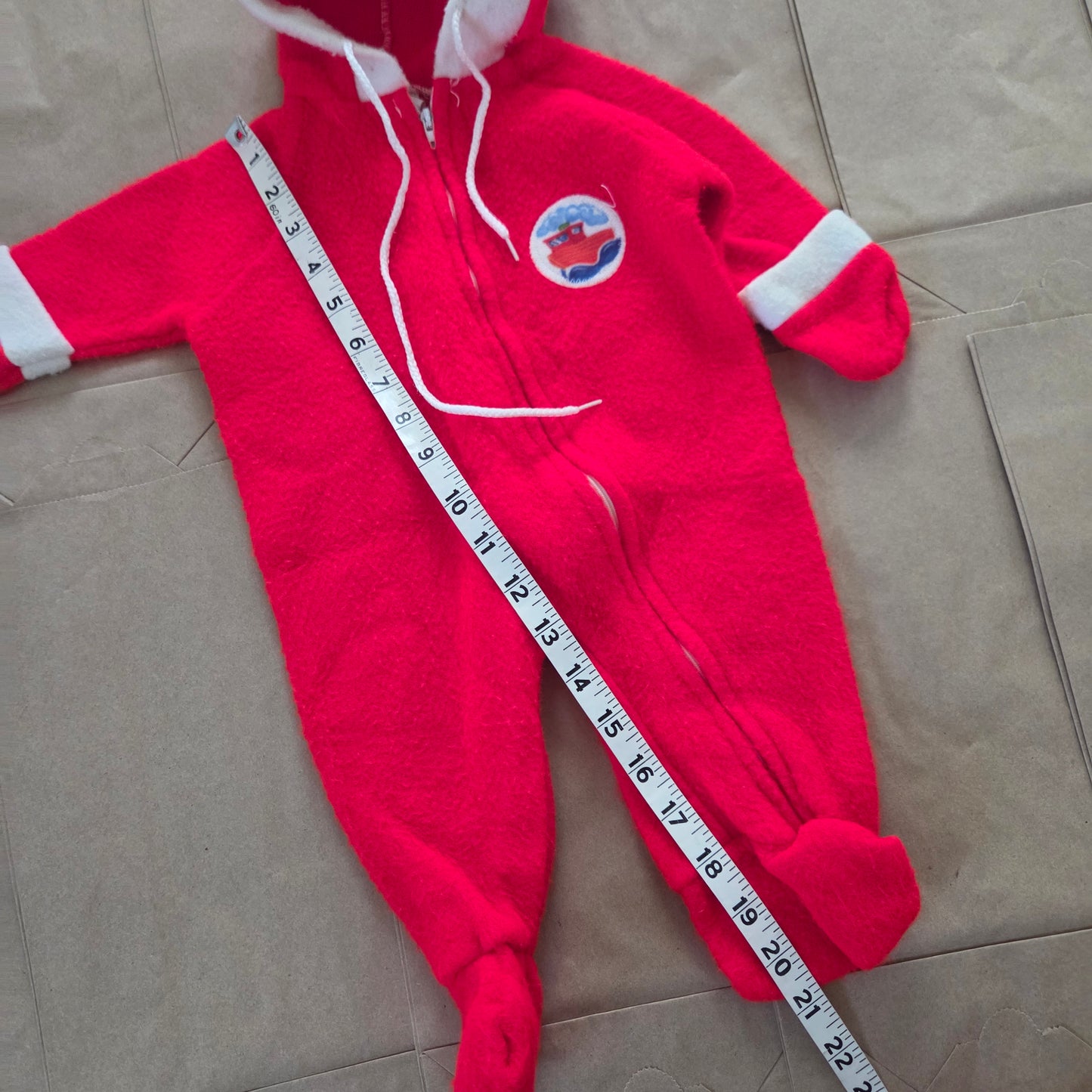 70s Vintage Train Fleece Footed PJs 3-6 months