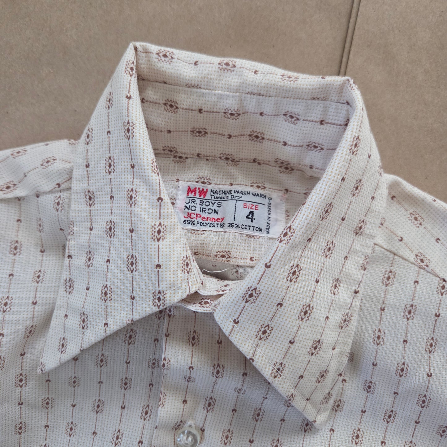 70s Vintage Buttondown Pattern Long Sleeve 3t