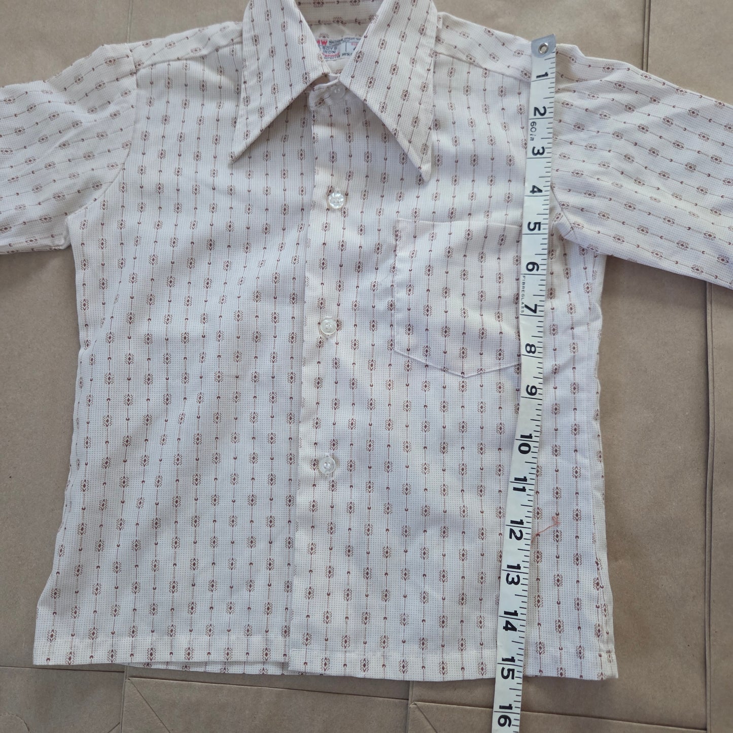 70s Vintage Buttondown Pattern Long Sleeve 3t
