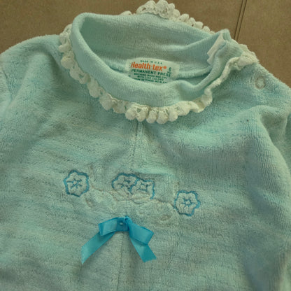 80s Vintage Floral Mint Velour Bodysuit 6 months