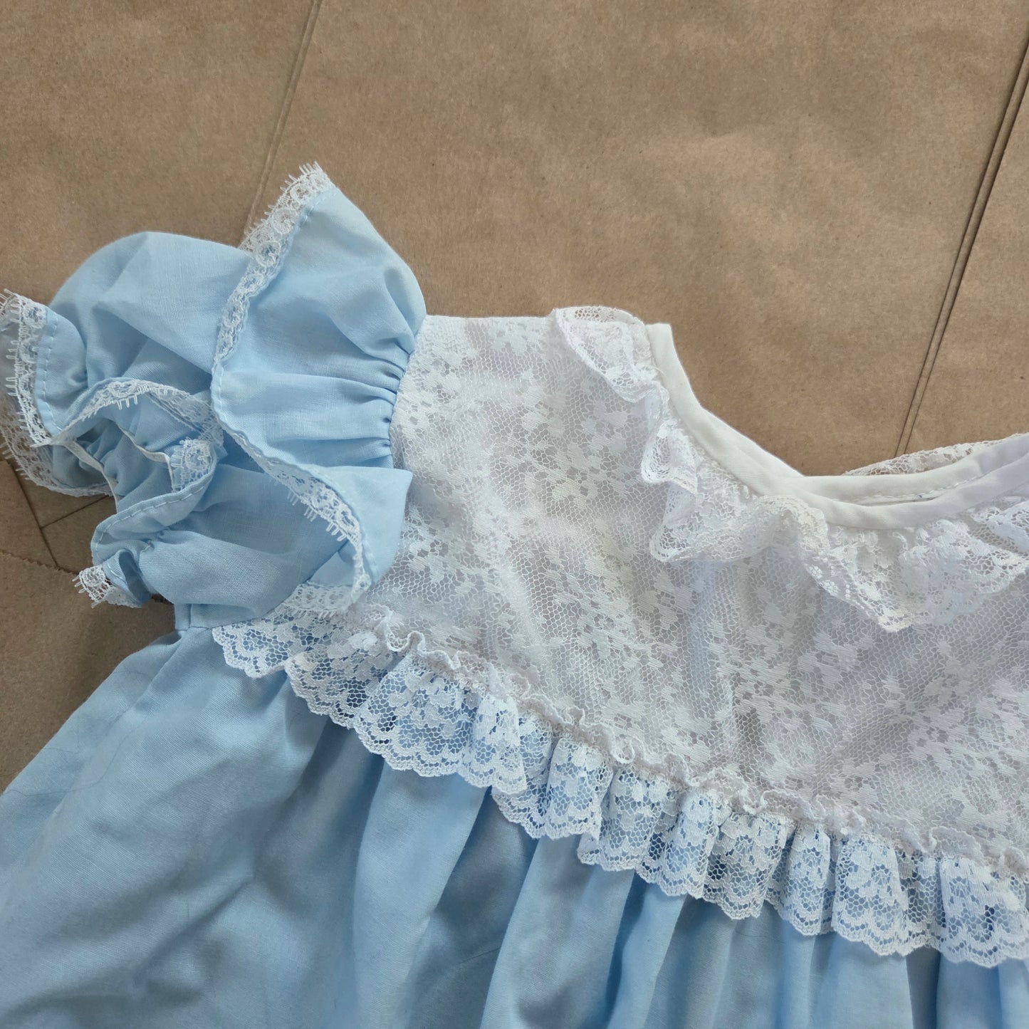 80s Vintage Blue Frilly Dress 12-18 months