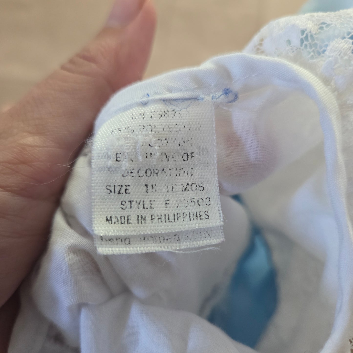 80s Vintage Blue Frilly Dress 12-18 months