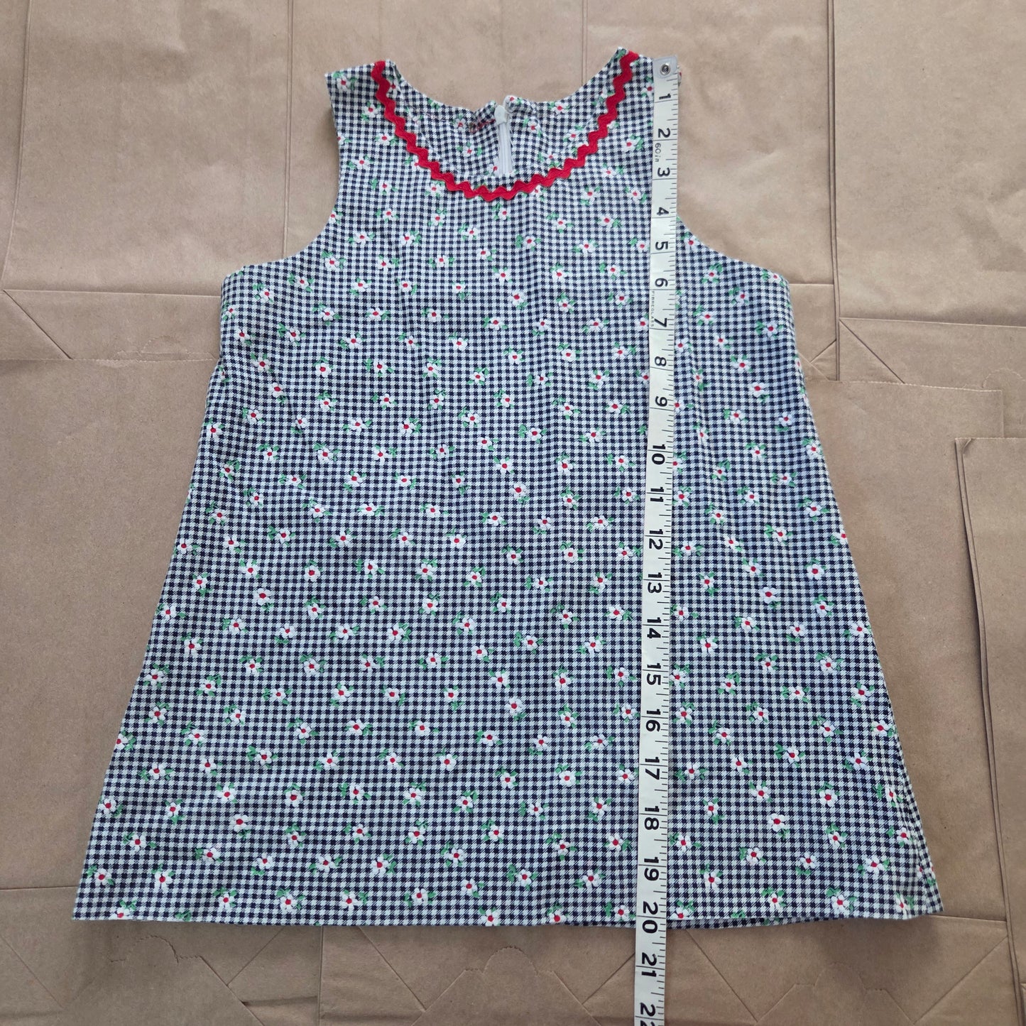 90s Vintage Floral Gingham Dress 3t
