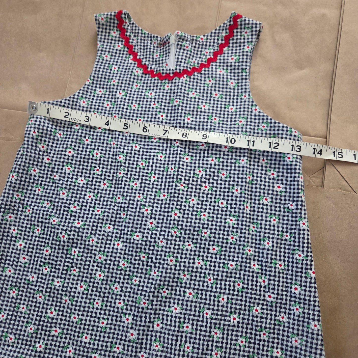 90s Vintage Floral Gingham Dress 3t