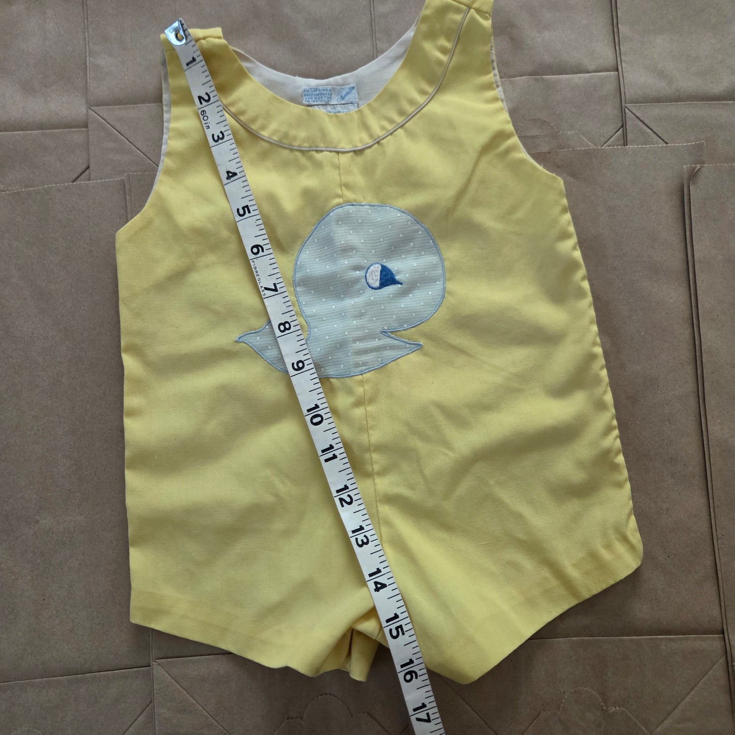 70s Vintage Whale Yellow Jon Jon 3-6 months