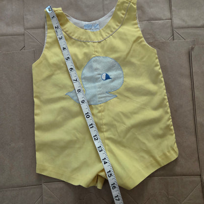 70s Vintage Whale Yellow Jon Jon 3-6 months