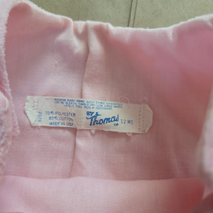 70s Vintage Girl Applique Velour Pantsuit 12 months