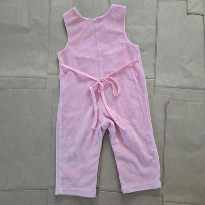 70s Vintage Girl Applique Velour Pantsuit 12 months