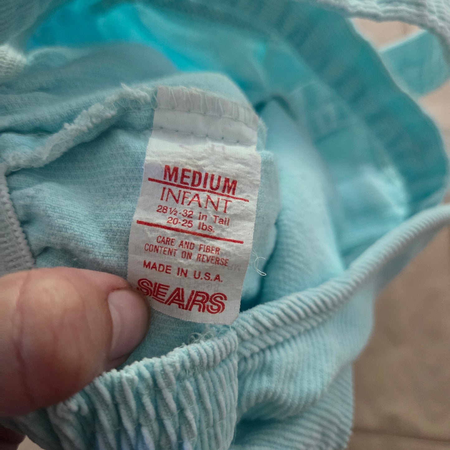 80s Vintage Mint Blue Overalls 9-12 months