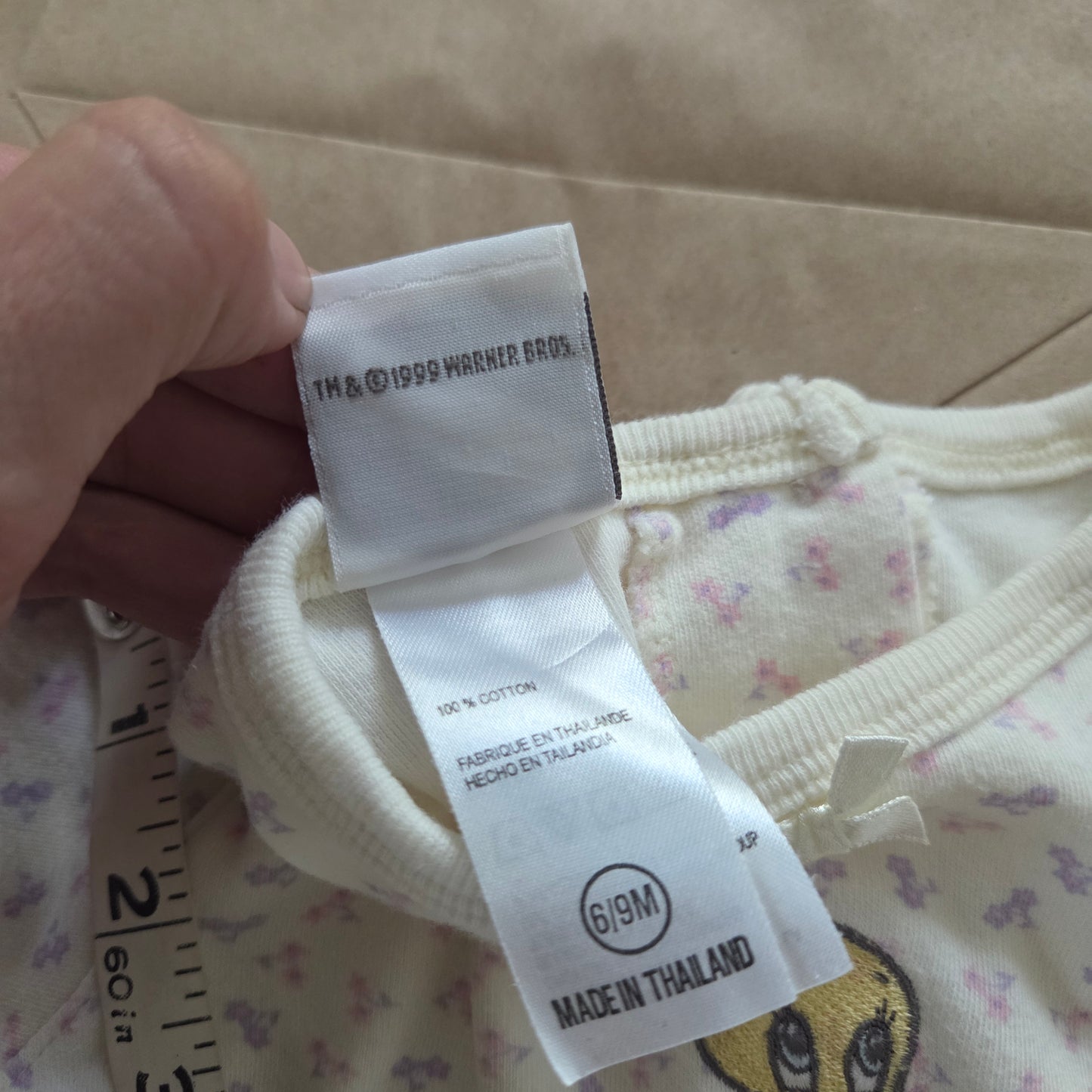 90s Vintage Baby Tweety Floral Cotton Romper 0-3 months