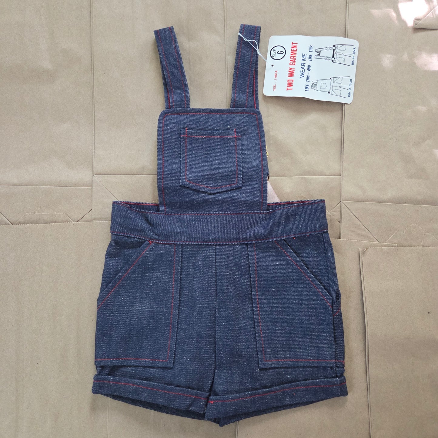 80s Vintage Cotton Reversible Shortalls 4t