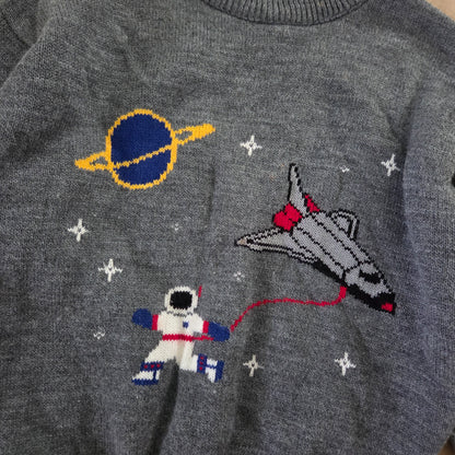 90s Vintage Astronaut Spaceship Knit Sweater 5t/6