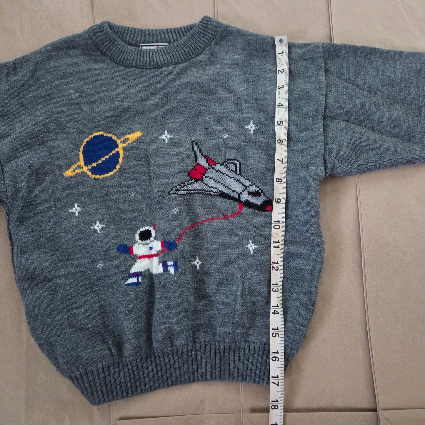 90s Vintage Astronaut Spaceship Knit Sweater 5t/6