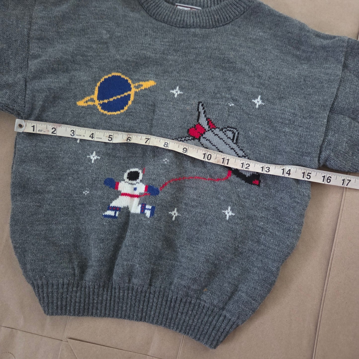90s Vintage Astronaut Spaceship Knit Sweater 5t/6