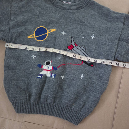 90s Vintage Astronaut Spaceship Knit Sweater 5t/6