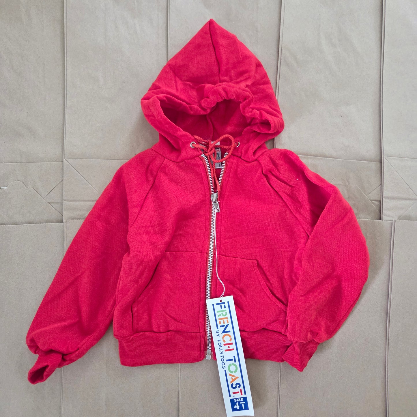 80s Vintage Deadstock Red Full Zip Hoodie 2t