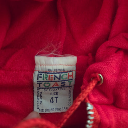 80s Vintage Deadstock Red Full Zip Hoodie 2t