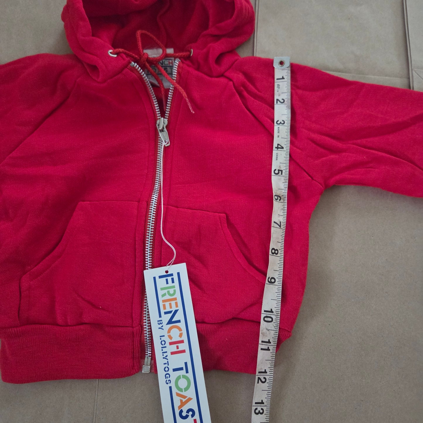 80s Vintage Deadstock Red Full Zip Hoodie 2t