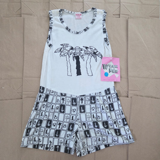80s Vintage Deadstock Palm Tree Summer Romper kids 12