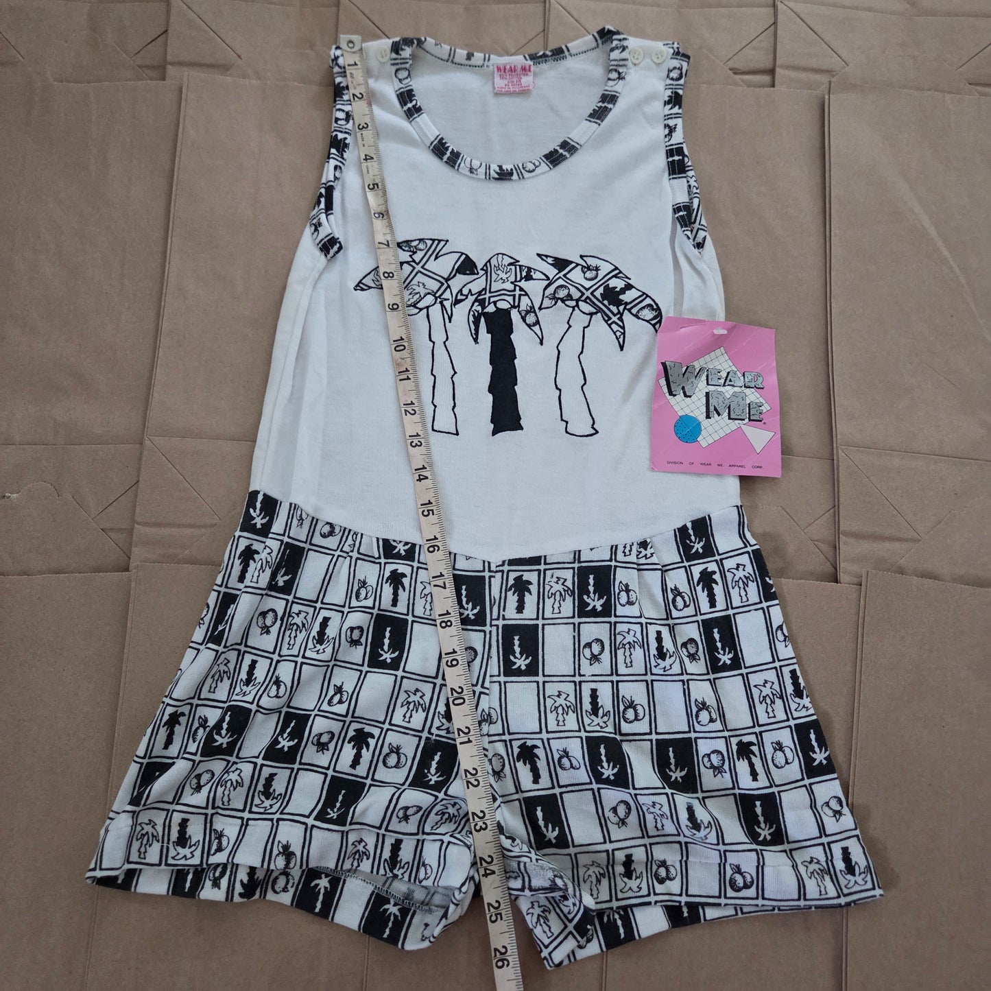 80s Vintage Deadstock Palm Tree Summer Romper kids 12