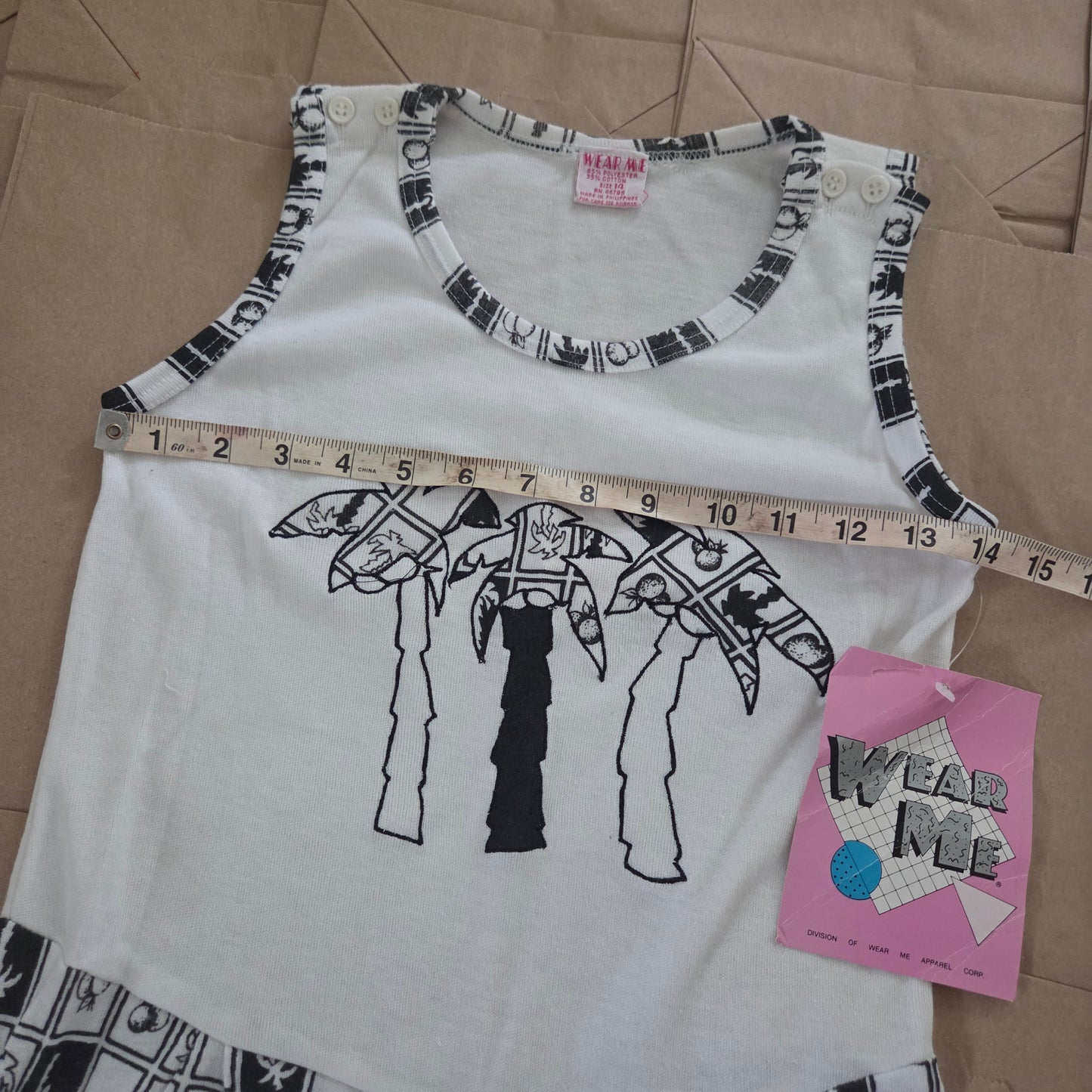 80s Vintage Deadstock Palm Tree Summer Romper kids 12