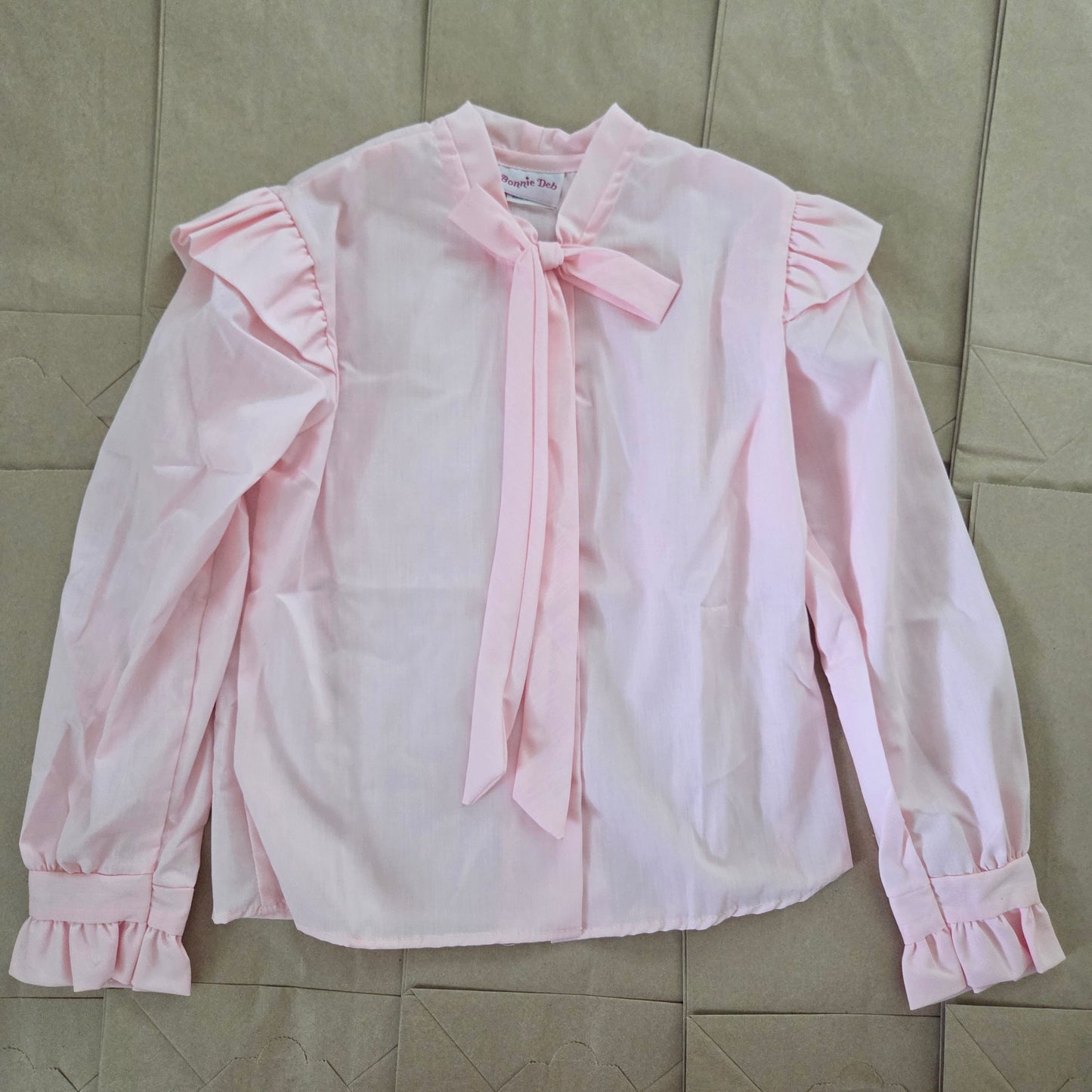 80s Vintage Pink Bow Blouse kids 8