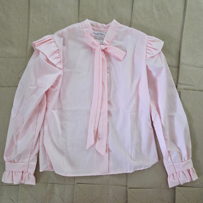 80s Vintage Pink Bow Blouse kids 8