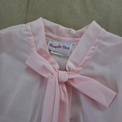 80s Vintage Pink Bow Blouse kids 8