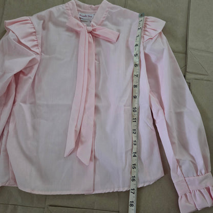 80s Vintage Pink Bow Blouse kids 8